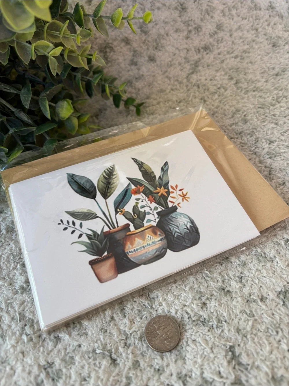 Tropical Paradise Potted Plants Blank Note Cards Set of 6 NWT HC